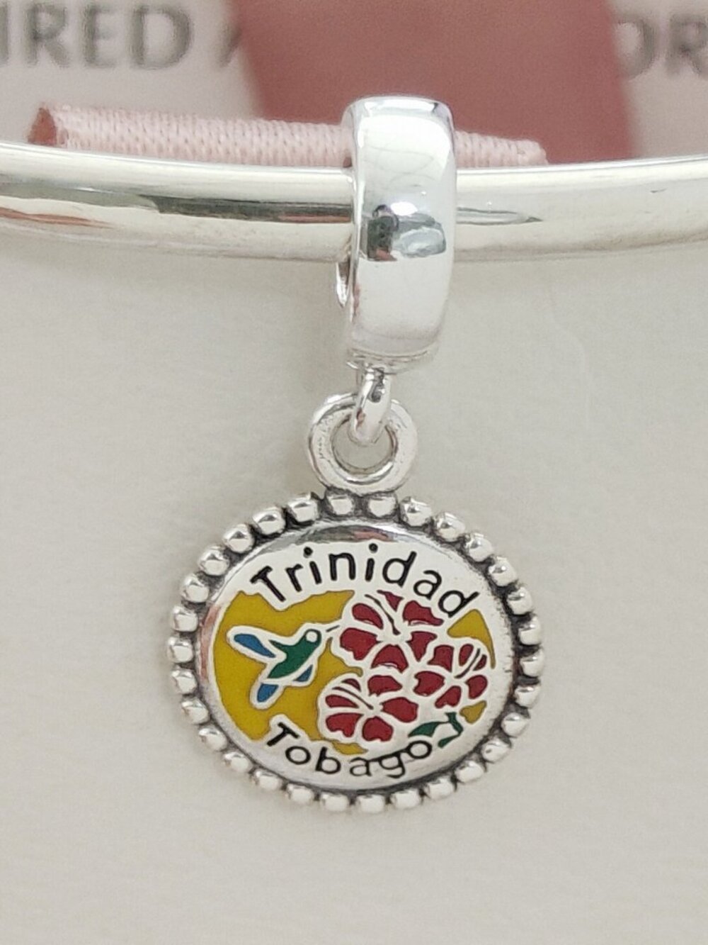 Pandora Trinidad and Tobago Exclusive Dangle Charm Bird of Paradise Island Beach